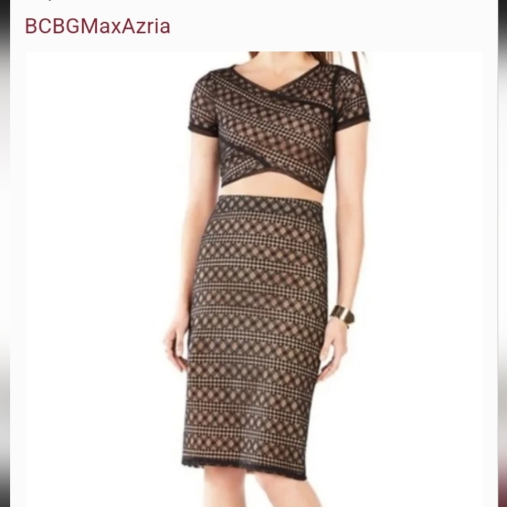 BCBG MaxAzria Vicky Twofer Skirt & Crop Top Coord Set NWT